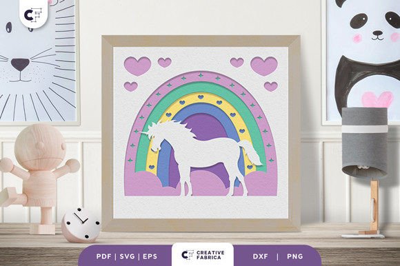 3D SVG Fantasy And Fairy Tales: Unicorn Light Box