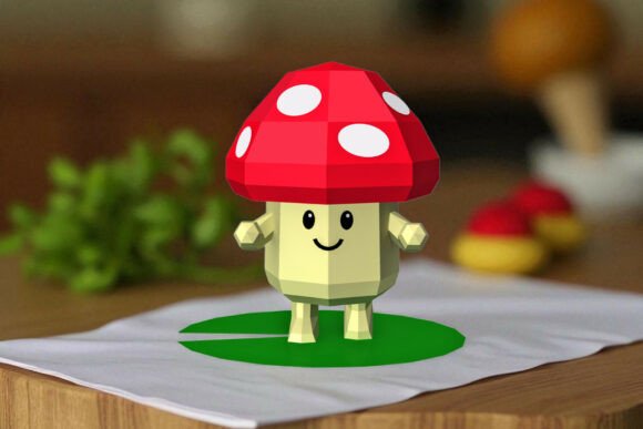 3D SVG Objects Review: Cartoon Mushroom Papercraft