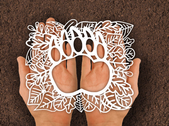 Bear Paw Leaf Paper Cut SVG: Graphics & Print Templates