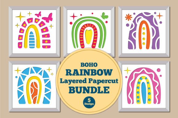 Boho Rainbow 3D SVG for Shadow Boxes & Branding