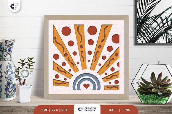 Boho Rainbow Sun 3D SVG for Ornaments & Decor