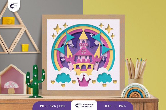 Colorful Classical Castle 3D SVG: Fantasy And Fairy Tales Art