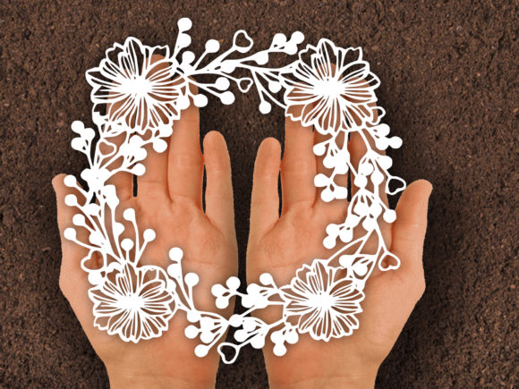 Flower Wreath Paper Cut SVG: Graphics & Print Templates