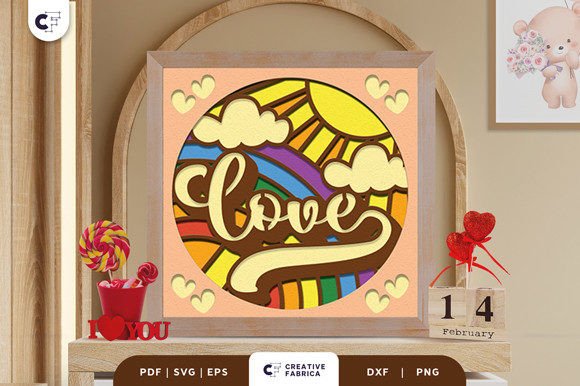 Groovy LOVE 3D SVG: Holiday Shadow Box Asset Review