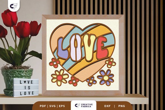Groovy LOVE Heart 3D SVG for Holidays