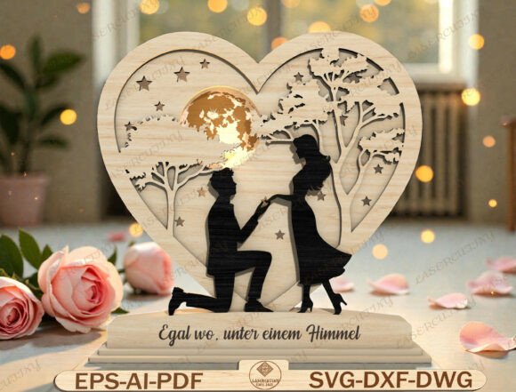 Heart Couple Engagement Shadow Box SVG Graphics Review