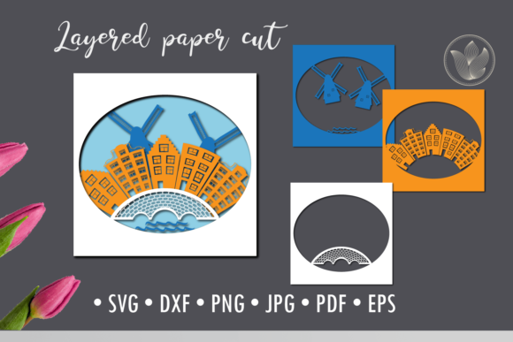 Layered Papercut Amsterdam: Graphics & Print Templates