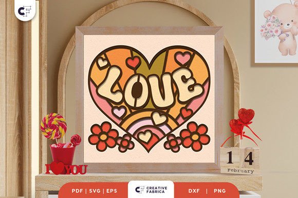 LOVE Heart Shape 3D SVG for Holidays Crafting