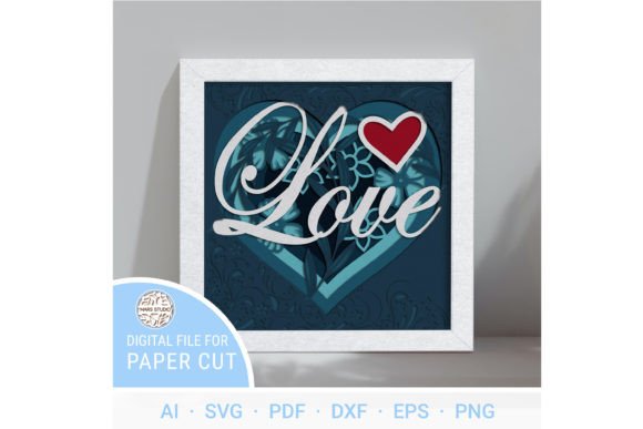 LOVE Multilayer Paper Cut Template: 3D SVG Shadow Boxes