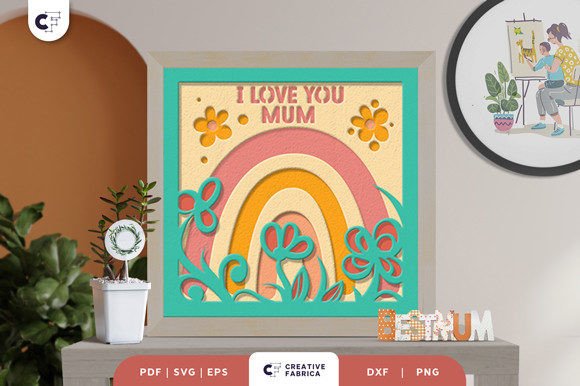 Mamas Floral Rainbow 3D SVG for Holidays