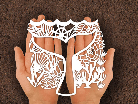 Mermaid Tail Paper Cut SVG: Graphics & Print Templates