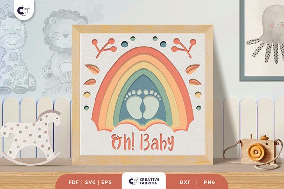 Oh Baby Boho Rainbow 3D SVG for Baby Decor