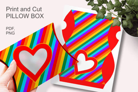 Red Heart Rainbow Pillow Window Gift Box 3D SVG Review