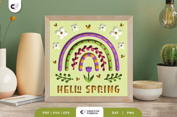 Spring Rainbow Shadow Box Paper Cut SVG Review