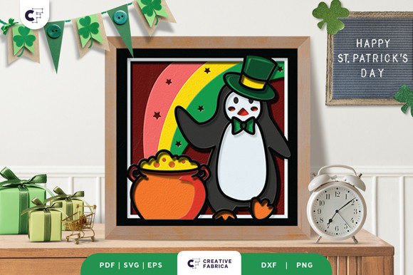St. Patrick's Penguin 3D Shadow Box SVG Review