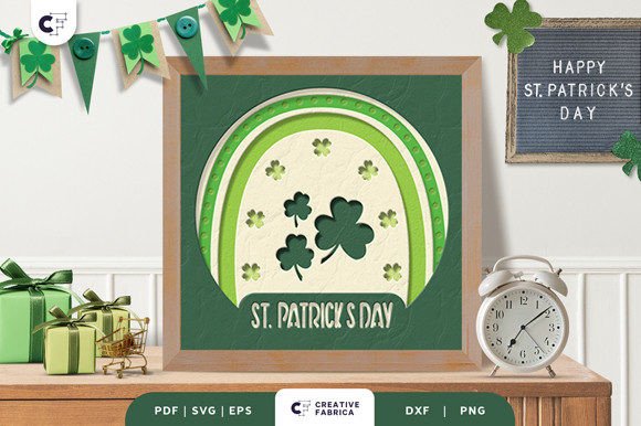 St Patricks Day 3D Shadow Box Paper Cut: 3D SVG for Holidays