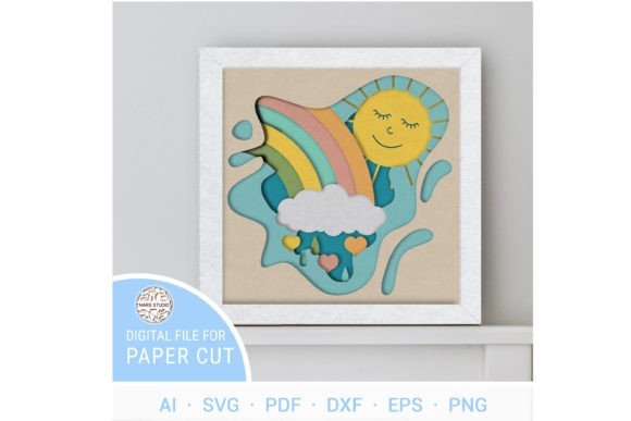 Sun & Rainbow 3D SVG for Shadow Box Sales