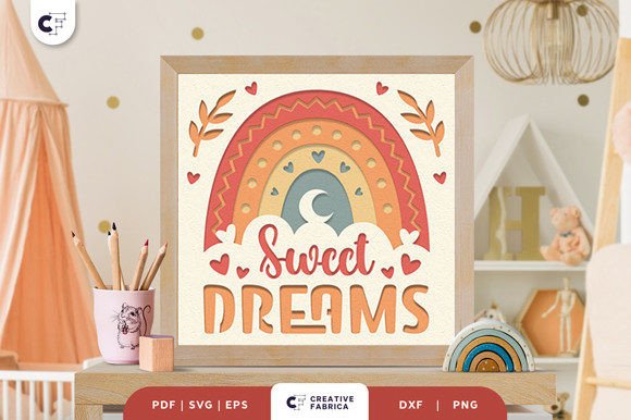Sweet Dreams Boho Rainbow 3D SVG for Baby Content