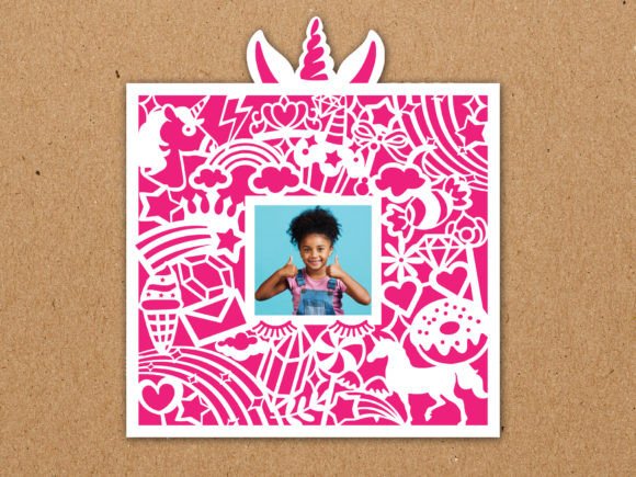 Unicorn Frame Paper Cut SVG: Graphics & Print Templates