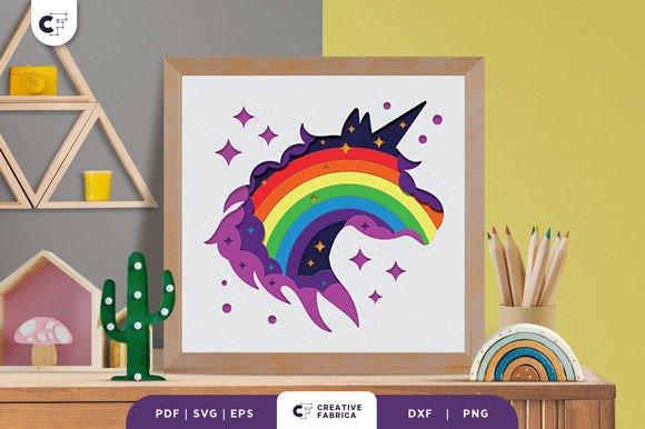 Unicorn Head Silhouette 3D SVG: Fantasy Design Review